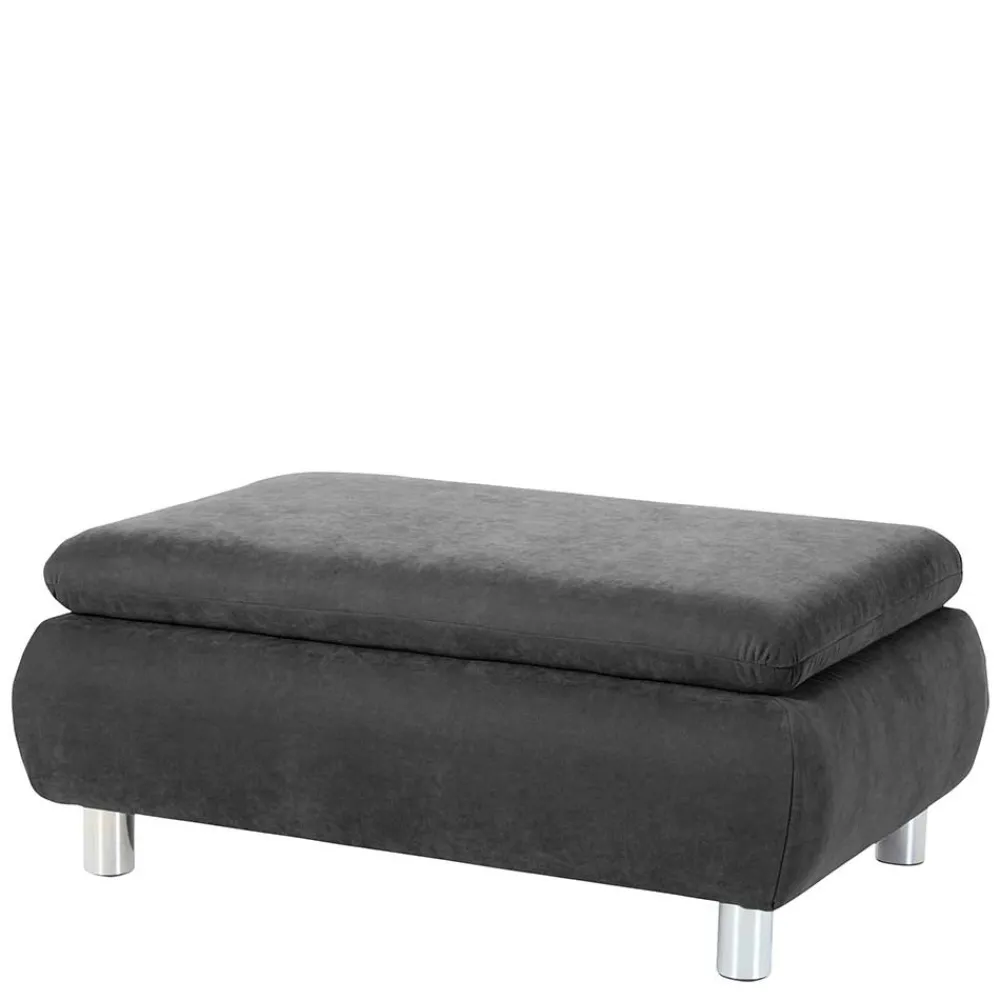 Wohnen Hocker<Wohnzimmerhocker in Anthrazit mit Chrom - Venezia