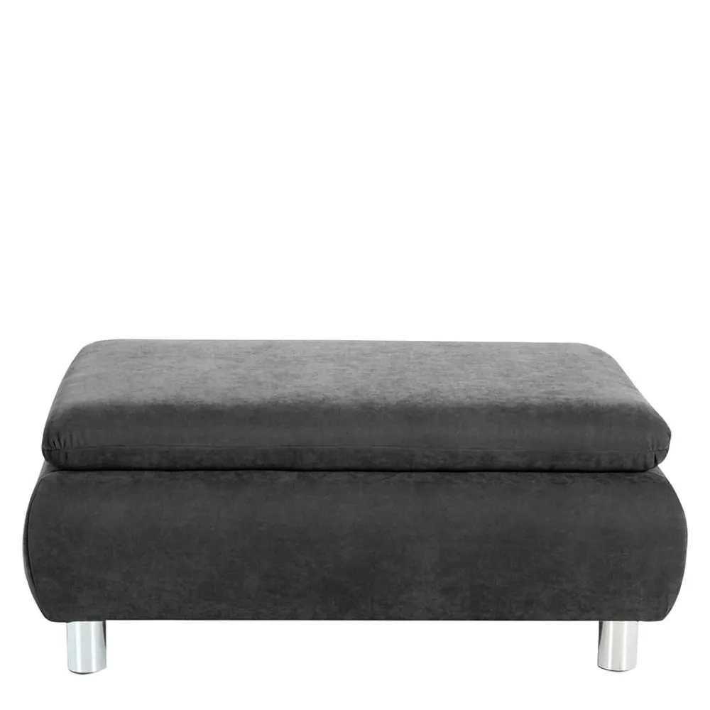 Wohnen Hocker<Wohnzimmerhocker in Anthrazit mit Chrom - Venezia