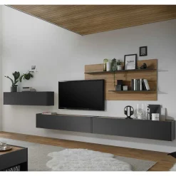 Wohnen Wohnwände<Wohnzimmermöbel Set 450 cm breit - Ahilav (vierteilig)