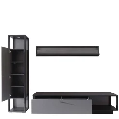 Wohnen Wohnwände<Wohnzimmermöbel TV Wand in Grau - Ridona (dreiteilig)