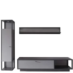 Wohnen Wohnwände<Wohnzimmermöbel TV Wand in Grau - Ridona (dreiteilig)