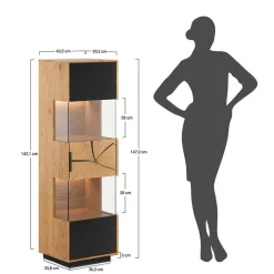 Wohnen Vitrinen<Wohnzimmerschrank aus Eiche und Glas - Masicuri