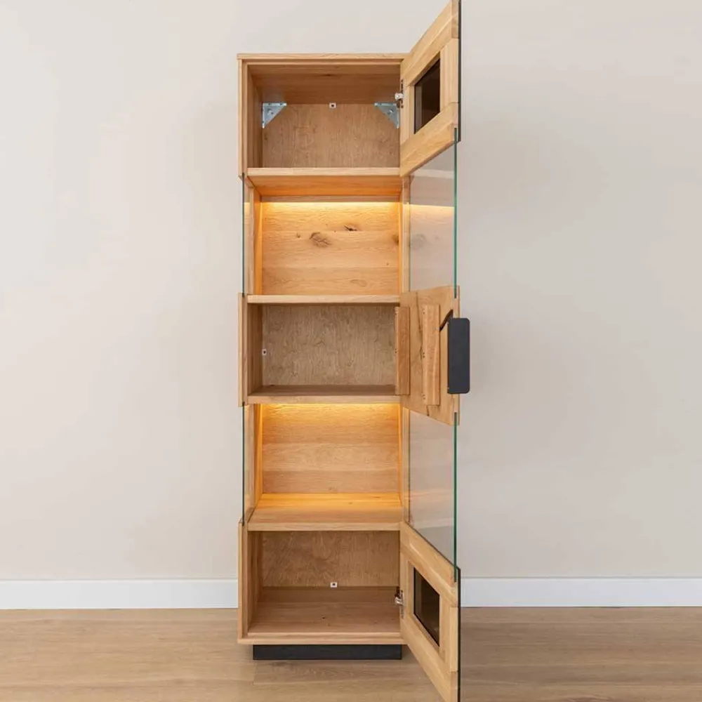 Wohnen Vitrinen<Wohnzimmerschrank aus Eiche und Glas - Masicuri