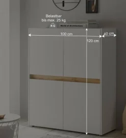 Wohnen Highboards<Wohnzimmerschrank Highboard 4-türig - Nonessia