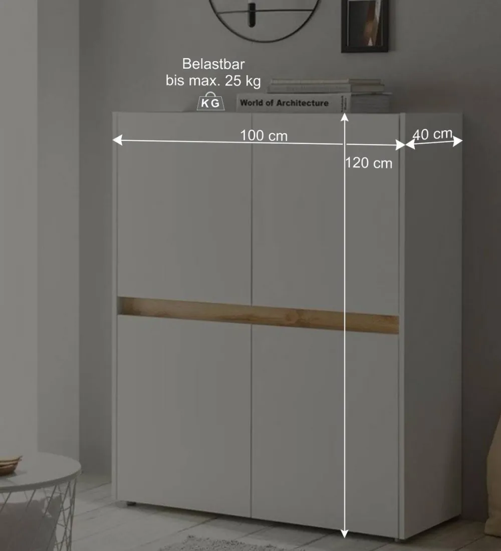 Wohnen Highboards<Wohnzimmerschrank Highboard 4-türig - Nonessia