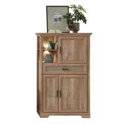 Wohnen Highboards<Wohnzimmerschrank in Eiche Optik mit LED - Barack