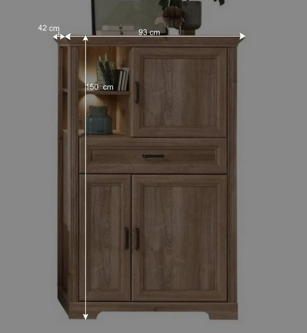Wohnen Highboards<Wohnzimmerschrank in Eiche Optik mit LED - Barack
