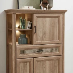 Wohnen Highboards<Wohnzimmerschrank in Eiche Optik mit LED - Barack