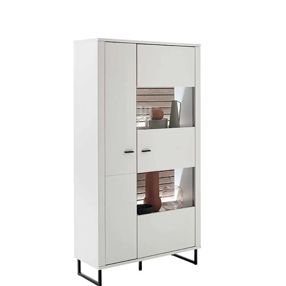 Wohnen Vitrinen<Wohnzimmerschrank in Weiß mit Wildeiche - Varzino