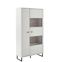 Wohnen Vitrinen<Wohnzimmerschrank in Weiß mit Wildeiche - Varzino
