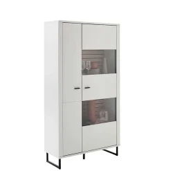 Wohnen Vitrinen<Wohnzimmerschrank in Weiß mit Wildeiche - Varzino
