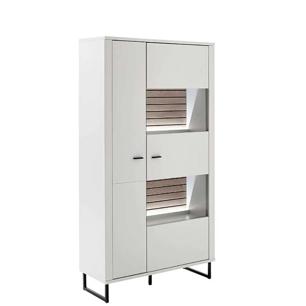 Wohnen Vitrinen<Wohnzimmerschrank in Weiß mit Wildeiche - Varzino