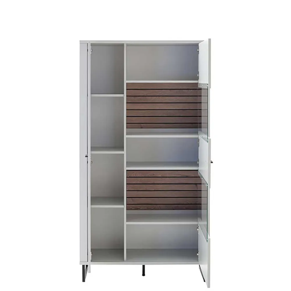 Wohnen Vitrinen<Wohnzimmerschrank in Weiß mit Wildeiche - Varzino