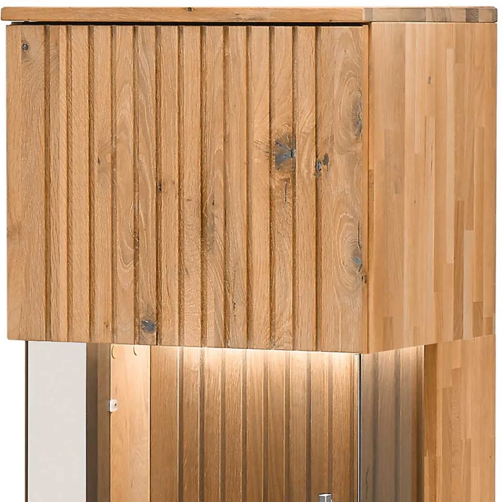 Wohnen Vitrinen<Wohnzimmerschrank in Wildeiche Bianco mit Glas - Nelsons