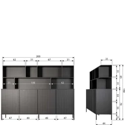 Wohnen Schränke<Wohnzimmerschrank mit 4 Türen & 7 Fächern - Cegrada
