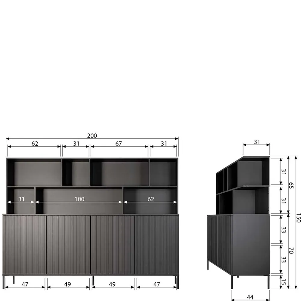 Wohnen Schränke<Wohnzimmerschrank mit 4 Türen & 7 Fächern - Cegrada