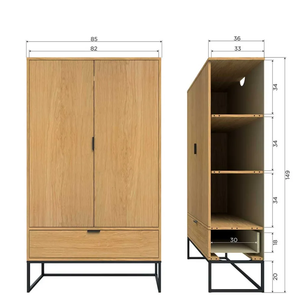 Wohnen Kommoden<Wohnzimmerschrank mit Doppeltür und Schublade - Ariadelco
