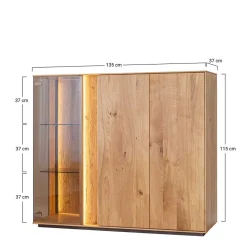 Wohnen Highboards<Wohnzimmerschrank mit Glas und LED Licht - Cocondar