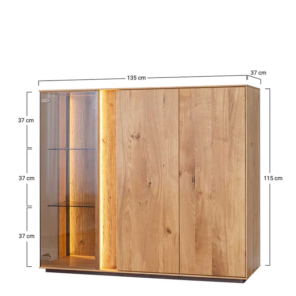 Wohnen Highboards<Wohnzimmerschrank mit Glas und LED Licht - Cocondar