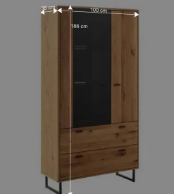 Wohnen Schränke<Wohnzimmerschrank mit Glas Einsatz - 100x186x38 - Flacona