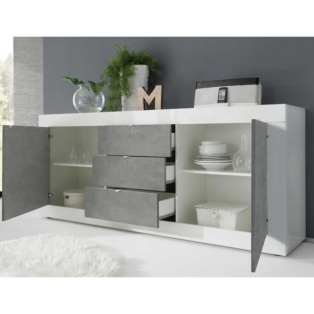 Wohnen Wohnwände<Wohnzimmerschränke in Beton Optik - Narandu (zweiteilig)