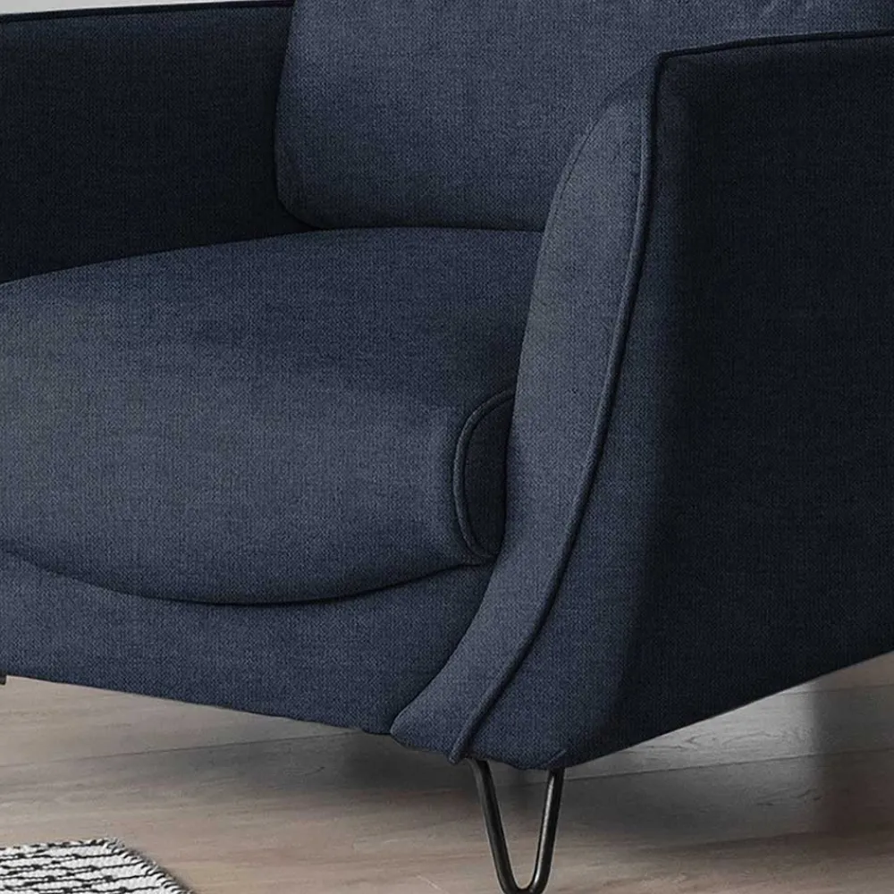 Wohnen Sessel<Wohnzimmersessel in Blaugrau Velours - Chiyom