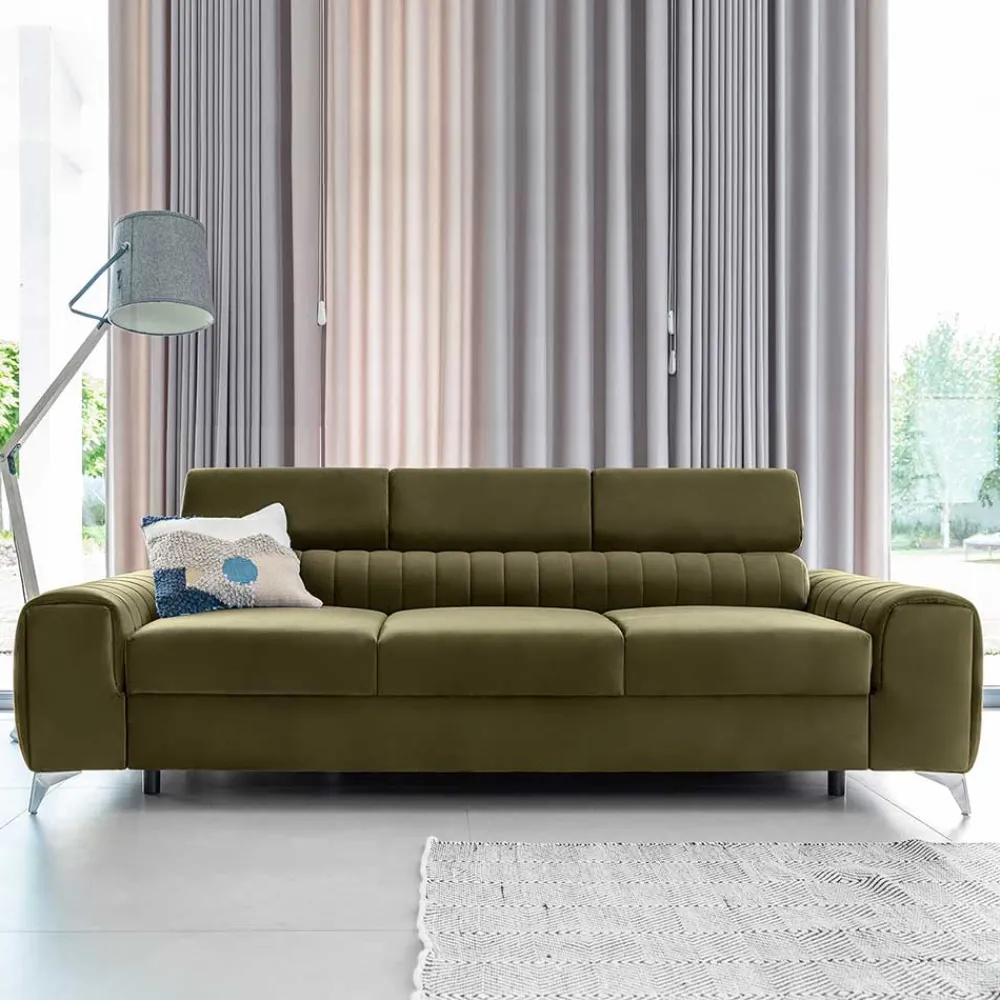 Wohnen Sofas<Wohnzimmersofa mit Bettfunktion in Oliv Grün - Vultaco
