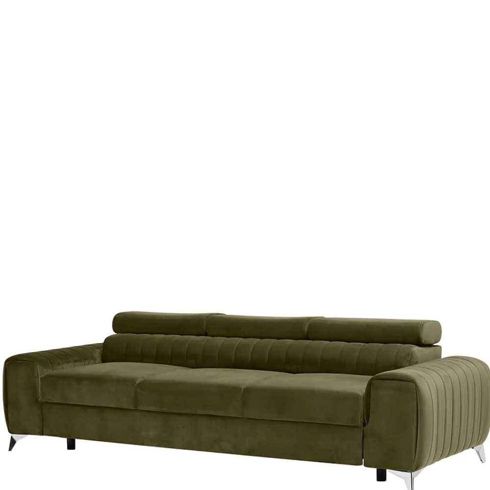 Wohnen Sofas<Wohnzimmersofa mit Bettfunktion in Oliv Grün - Vultaco