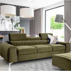 Wohnen Sofas<Wohnzimmersofa mit Bettfunktion in Oliv Grün - Vultaco