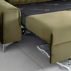 Wohnen Sofas<Wohnzimmersofa mit Bettfunktion in Oliv Grün - Vultaco