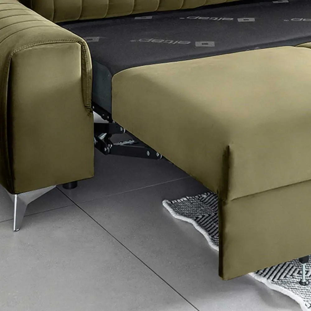 Wohnen Sofas<Wohnzimmersofa mit Bettfunktion in Oliv Grün - Vultaco