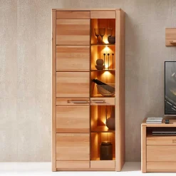 Wohnen Vitrinen<Wohnzimmervitrine aus Kernbuche mit LED - Amyonta
