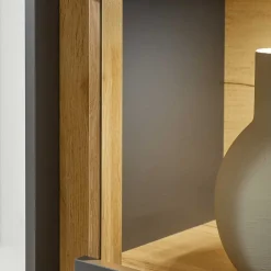Wohnen Vitrinen<Wohnzimmervitrine in Anthrazit & Wildeiche Optik - Ahilav