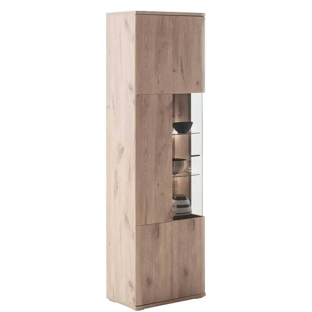 Wohnen Vitrinen<Wohnzimmervitrine in Wildeiche Holzoptik - Comrinaca