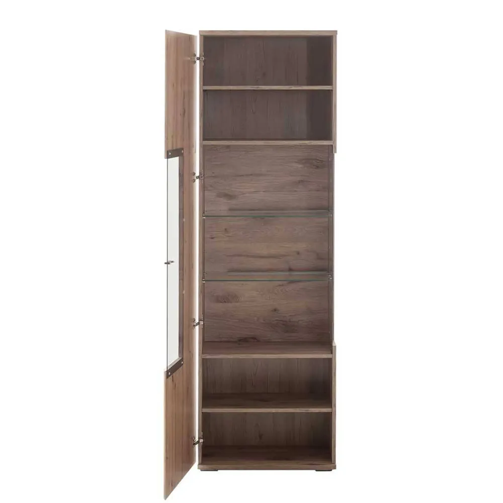 Wohnen Vitrinen<Wohnzimmervitrine in Wildeiche Holzoptik - Comrinaca
