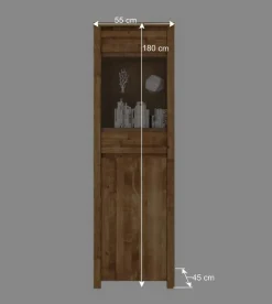 Wohnen Vitrinen<Wohnzimmervitrine Nadalia aus Wildeiche Massivholz