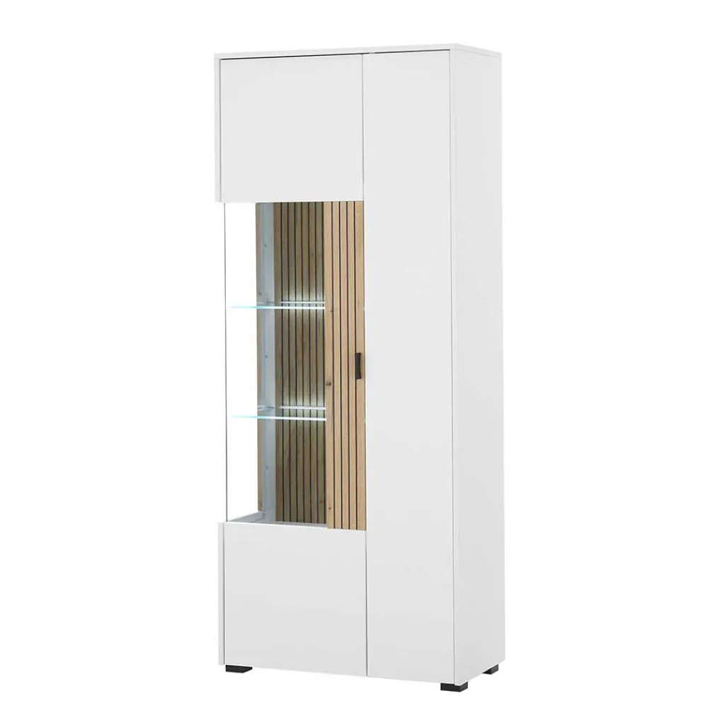 Wohnen Vitrinen<Wohnzimmer-Vitrinenschrank zweifarbig - Nenaloro
