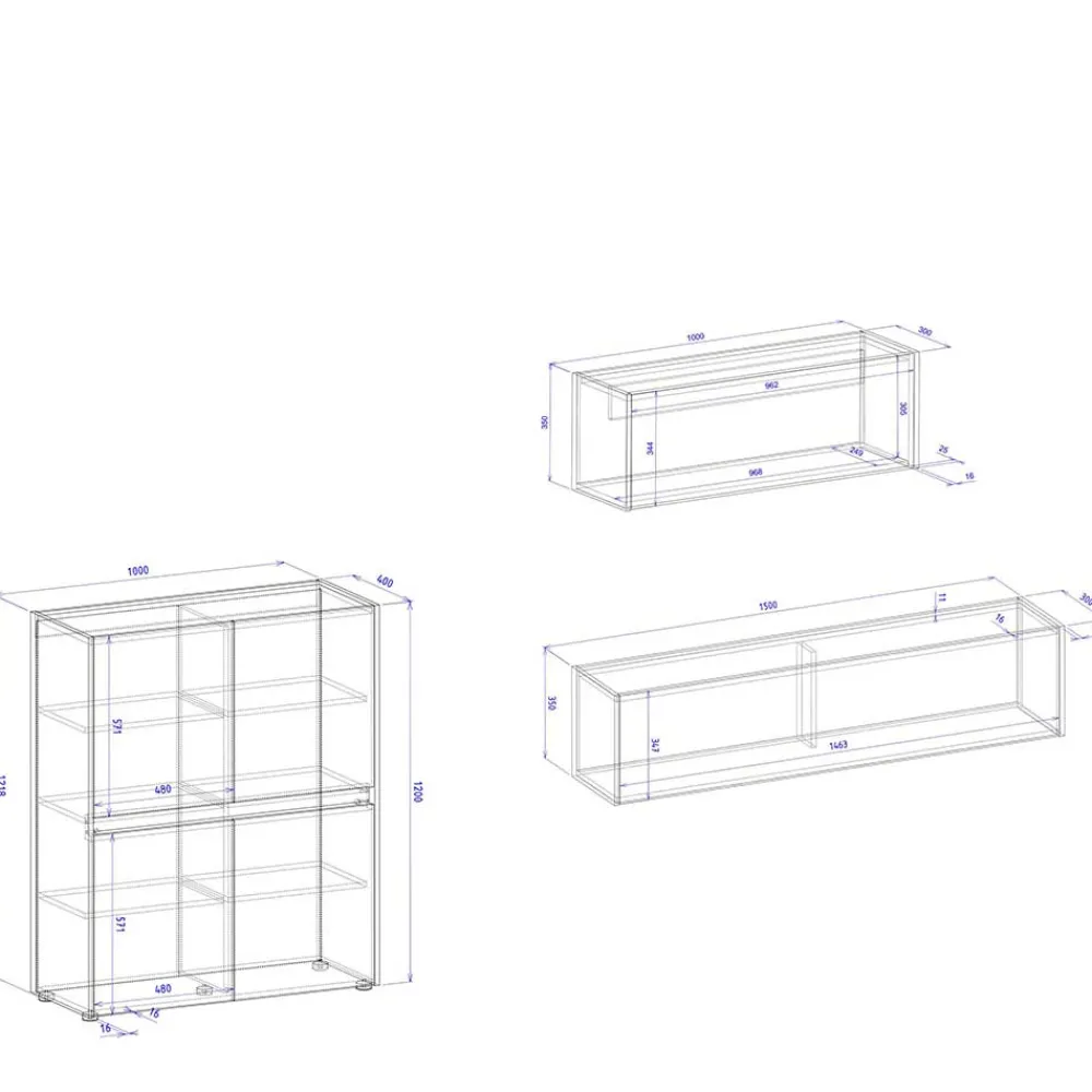 Wohnen Wohnwände<Wohnzimmer-Wohnwand Möbelset - Ahilav (dreiteilig)