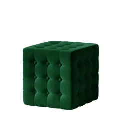 Wohnen Hocker<Würfelhocker aus Samt in Grün - Oldschool