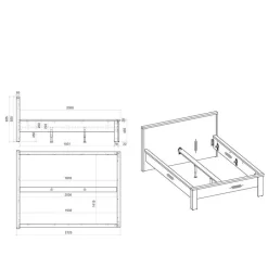 Wohnen Betten<140x200 Bett & Nachttisch Paneele - Naiavio (dreiteilig)