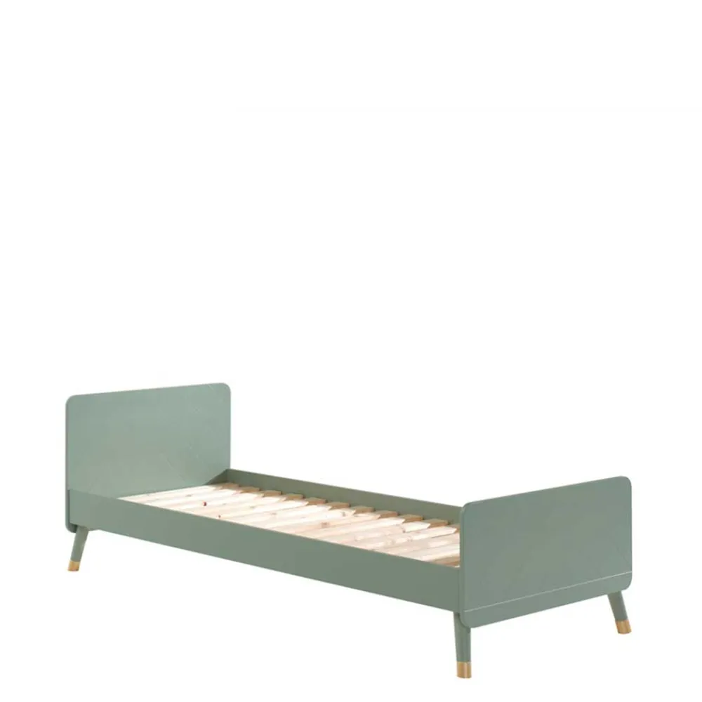 Wohnen Betten<90x200 Bett in Oliv Grün & Gold - Genn