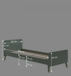 Wohnen Betten<90x200 Bett in Oliv Grün & Gold - Genn