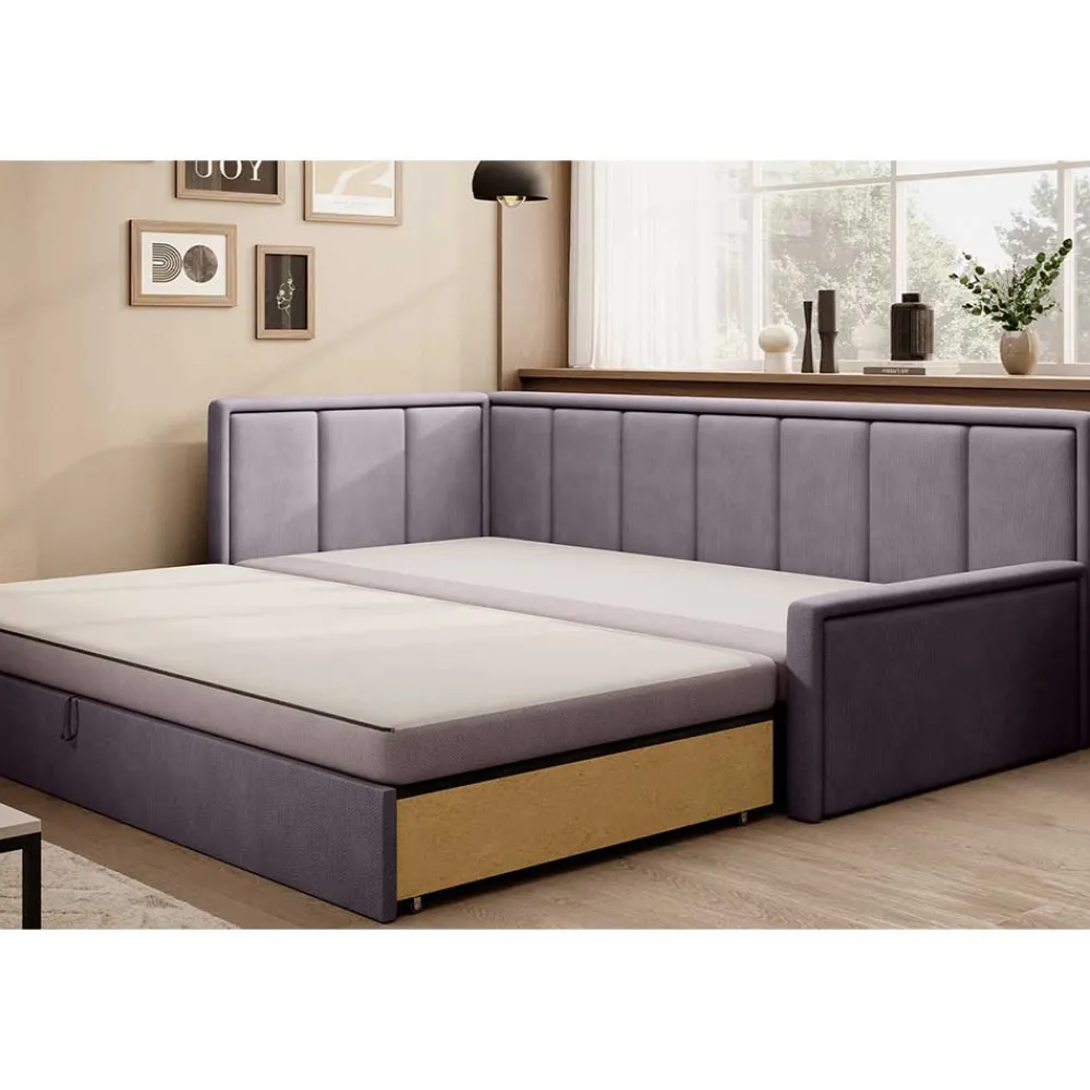 Wohnen Sofas<150x200 cm Bettsofa in Altrosa und Mauve - Tampa