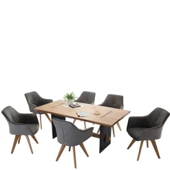 Wohnen Sitzgruppe<180x90 cm Esstisch & Tischsessel - Khawala (siebenteilig)