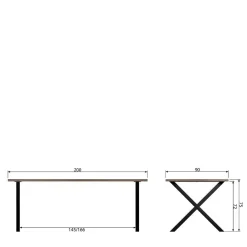Wohnen Tische<200x90 cm Esszimmertisch in Walnuss Furnier - Athias