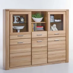 Wohnen Kommoden<158x140 cm Kernbuche Highboard 5-türig - Uhelia