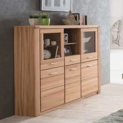 Wohnen Kommoden<158x140 cm Kernbuche Highboard 5-türig - Uhelia