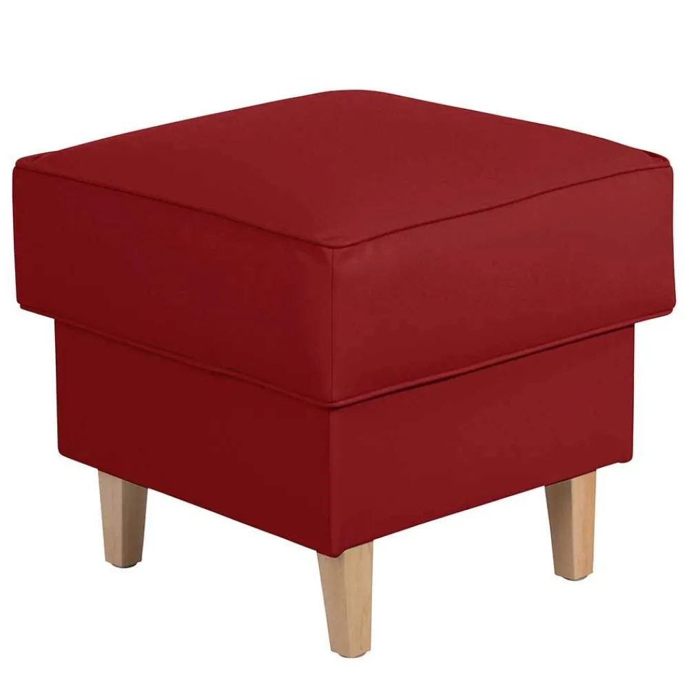 Wohnen Hocker<53x53 cm Kunstlederhocker in Rot - Durango