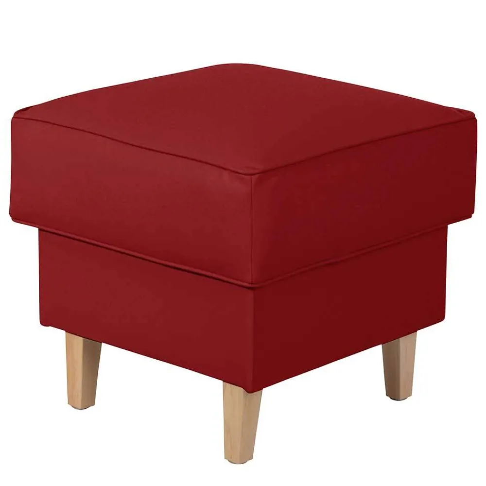 Wohnen Hocker<53x53 cm Kunstlederhocker in Rot - Durango