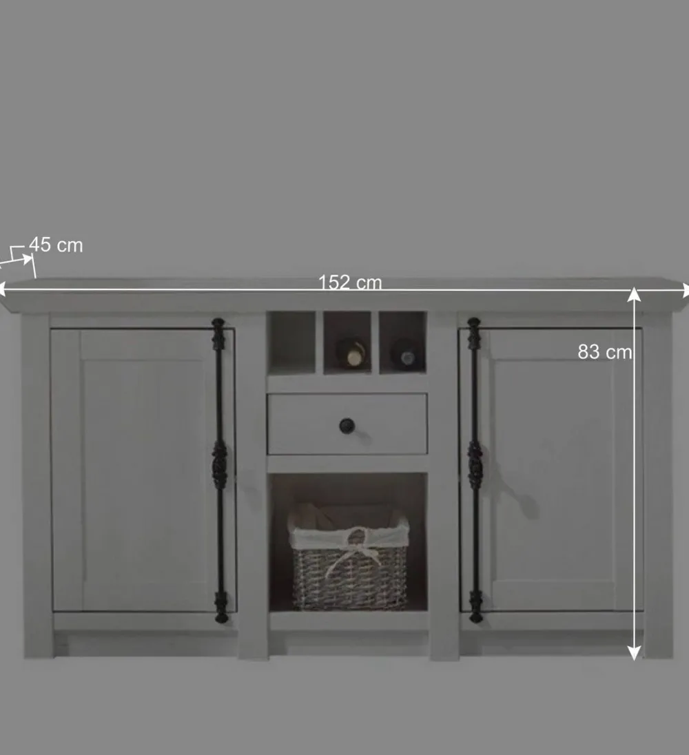 Wohnen Sideboards<152x83 cm Landhaus Anrichte in Weiß - Chelles